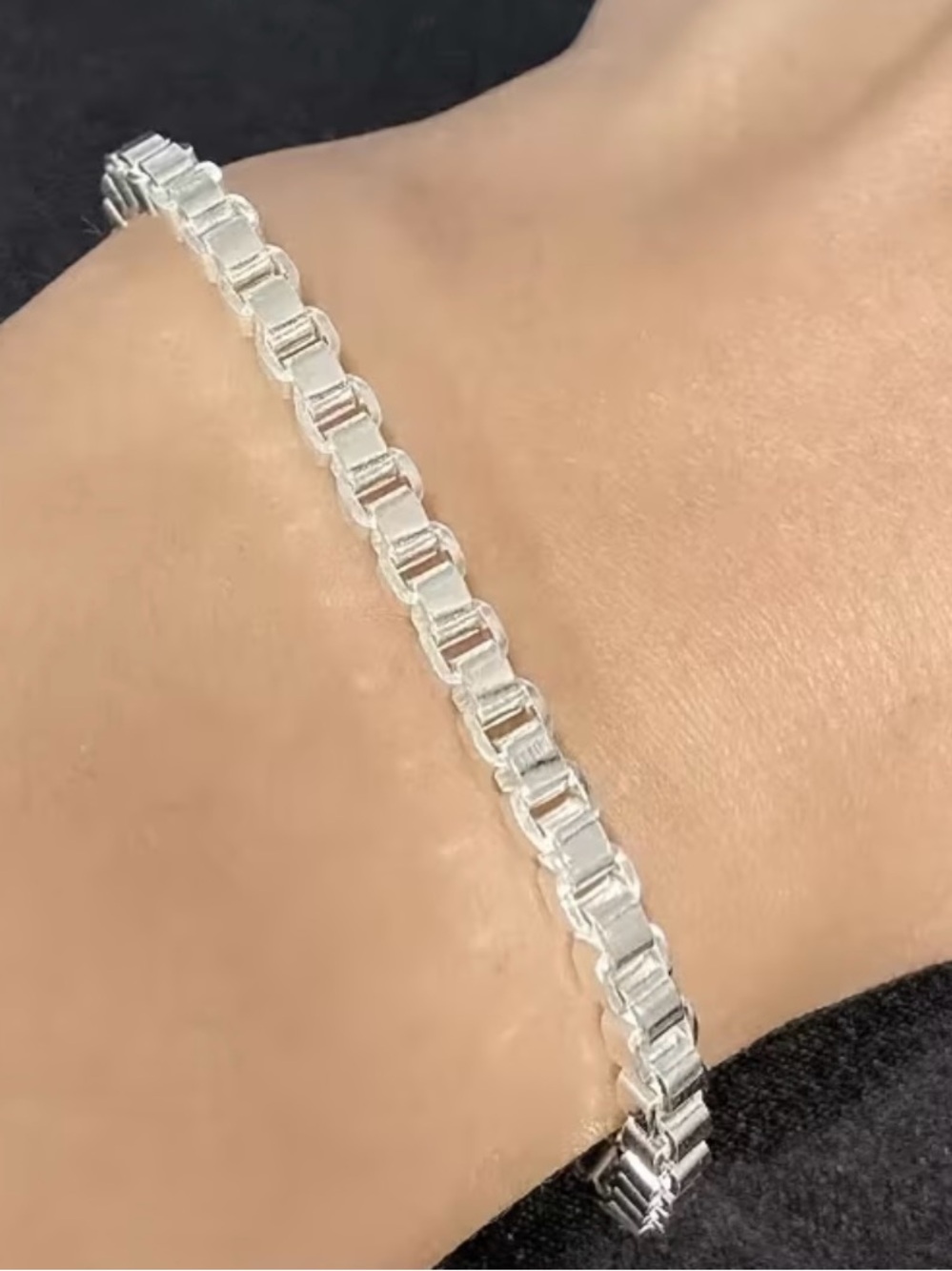 Silvery Box-Link Bracelet - Women Jewelry